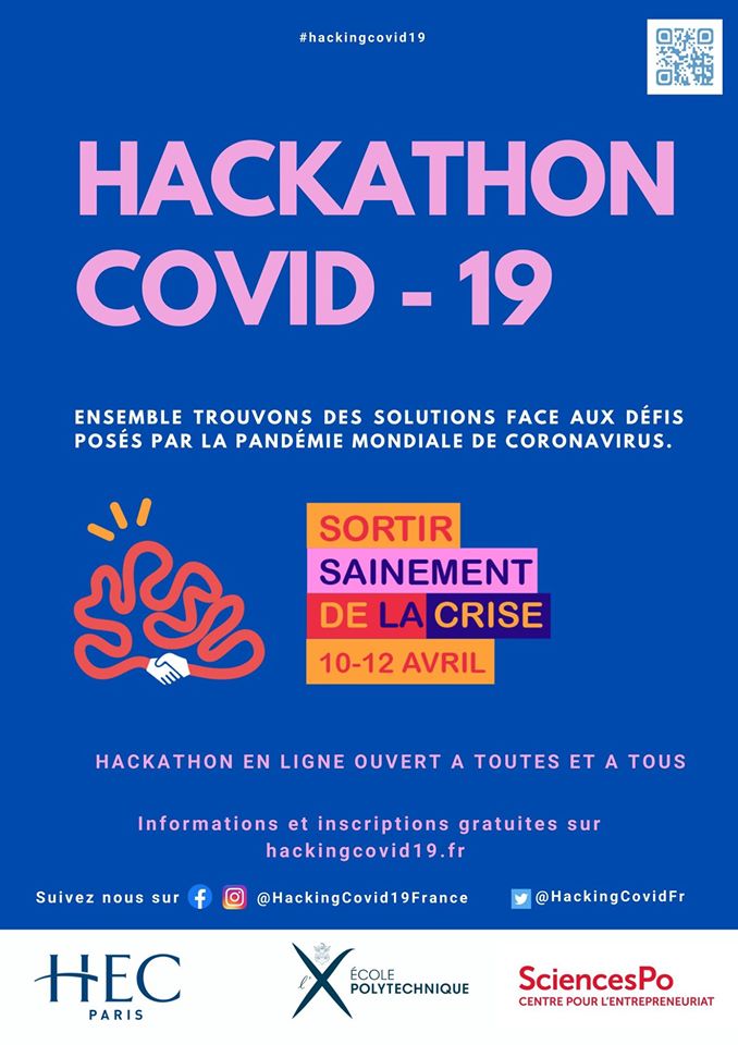 Junior-Entreprises (@cnje) on Twitter photo Les 48 heures de Hackathon en ligne #HACKINGCOVID19 ça commence demain !
Initiative portée par un ancien président de la J.E. <a href="/Junior_ScPo/">Junior Consulting Sciences Po</a>, de <a href="/sciencespo/">Sciences Po</a> c'est une opportunité de réfléchir aux défis soulevés par la crise 👉hackingcovid19.fr
#WeAreJE Les 48 heures de Hackathon en ligne #HACKINGCOVID19 ça commence demain !
Initiative portée par un ancien président de la J.E. <a href="/Junior_ScPo/">Junior Consulting Sciences Po</a>, de <a href="/sciencespo/">Sciences Po</a> c'est une opportunité de réfléchir aux défis soulevés par la crise 👉hackingcovid19.fr
#WeAreJE