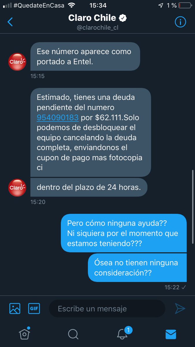 ulinogeno's tweet photo. @clarochile_cl Solicitando ayuda para pagar... Ojo para pagar hacerme cargo de mi deuda y me dicen que no... Qué hay que pagar todo de una sola vez!!! POR FAVOR NO SE CAMBIEN A CLARO ES LA PEOR COMPAÑÍA!!! PAGUE MES A MES DURANTE MÁS DE 1 año y ahora me vienen a decir que no hay ayuda!!! https://t.co/84HCjtUEJM