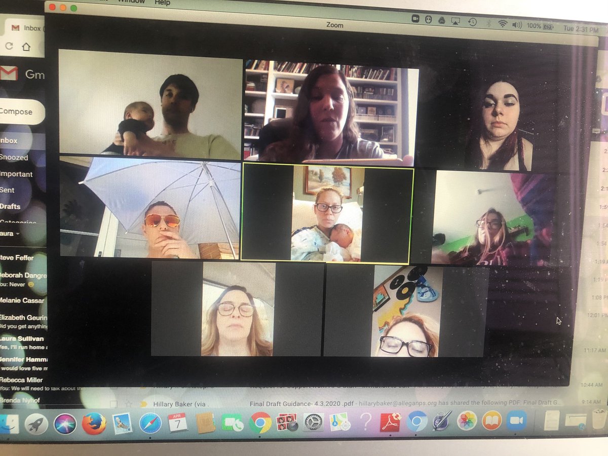 LauraFeffer's tweet image. When your teacher joins the school Zoom from the hospital hours after giving birth! #dedication #soarwitheagles