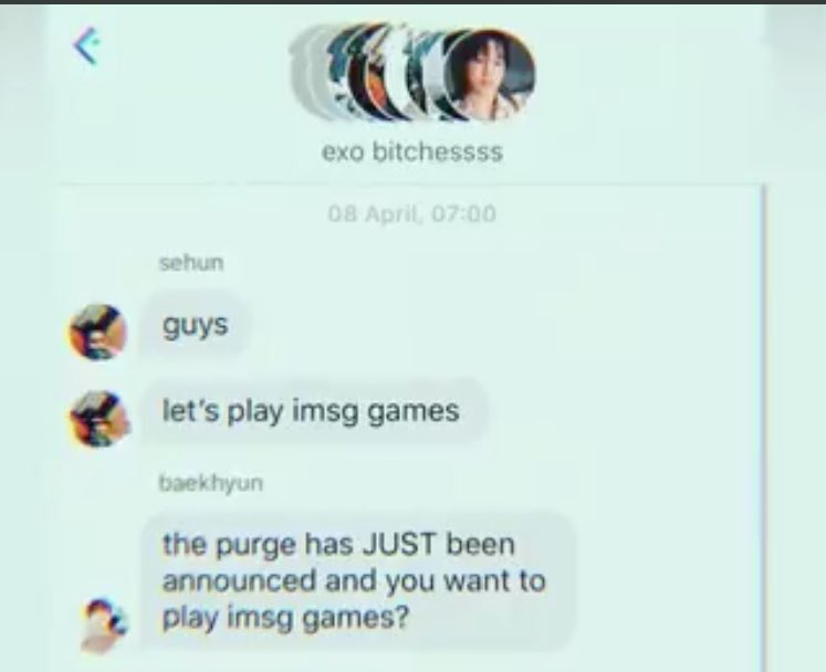 Y’all I actually think this may be x-sehun?! ‘Cause in the gc he was the one wanting to play games, and now this font mentioned playing again?!  #exopurge