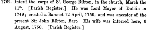 Other notable names buried at St. Pappans are George Ribton, Lord Mayor of Dublin in 1749, as well James Gratton, the father of the great Irish parliamentarian, Henry Gratten. This church is such a hidden gem & an integral building to the history of Santry & North Dublin. (6/7)