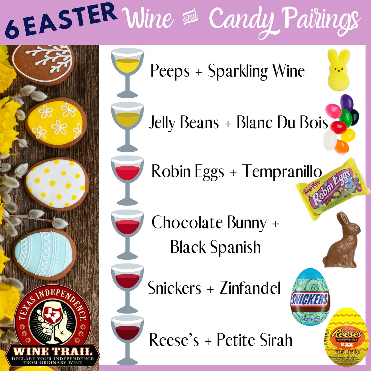 TXIndWineTrail's tweet photo. What Texas Wines will you be Pairing with you Easter Candy this year? #easterwine #txwine #texaswinery #texaswine #drinktexas #gotexan #drinktexaswine #texaseaster https://t.co/uziV1L1294