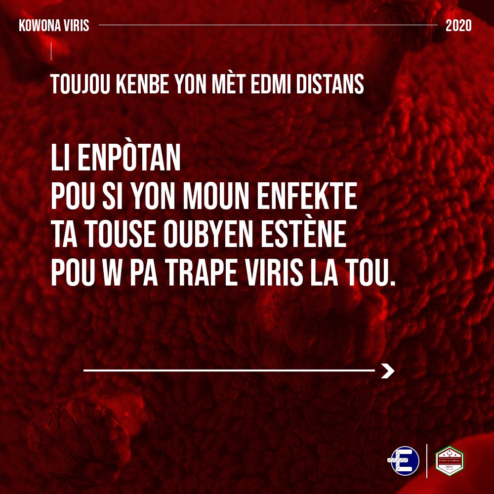 unilacopsa's tweet photo. BAY TOUT MOUNN DE PA DISTANS EPI EVITE PRAN LARI SI OU PA GEN IJANS

Nou pap bay nou pap pran.

Toujou lave men w ak dlo epi savon de tanzantan.
#COVID19Pandemic #Haiti #Unilacopsa #EphataMedic #BareKowonaviris https://t.co/ln5RMilbYh