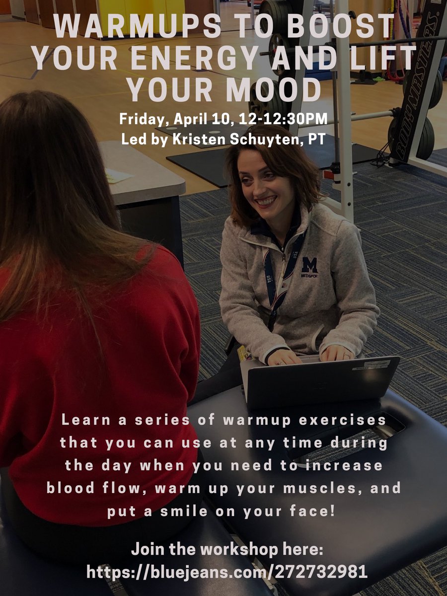 Set your alarm! Free workshop tomorrow through the @umichsmtd #wellnessinitiative ! Excited to represent @UM_MedSport to promote health and public education...even when we are #SocialDistancing 💙💛 #leadersandbest  #goblue