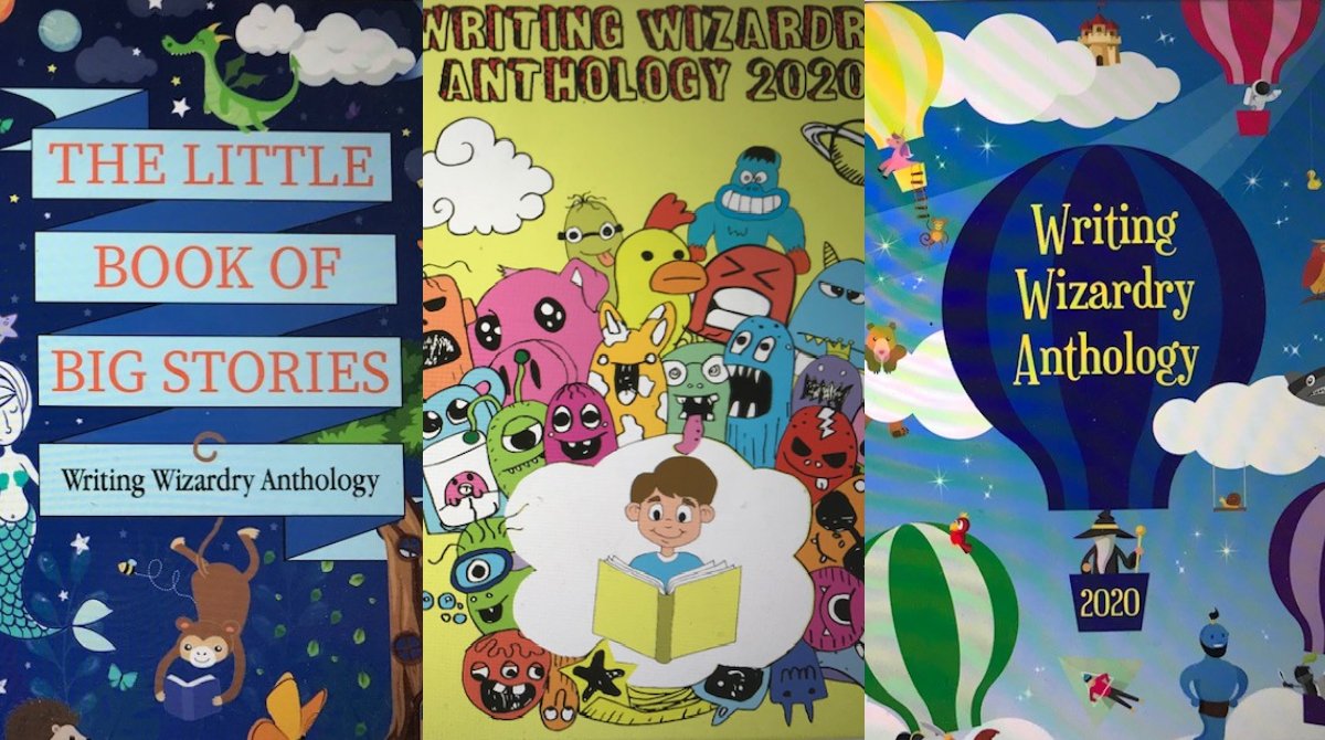 WritingWizComp's tweet photo. We have just seen the shortlist of cover designs &amp; just had to share them with you! They are amazing! They're designed by @bournemouthuni students. 
These aren't the final versions  &amp; there will be tweaks before printing.

We can't wait to see which wins!

#WritingWizardryComp https://t.co/p3lYu19a67