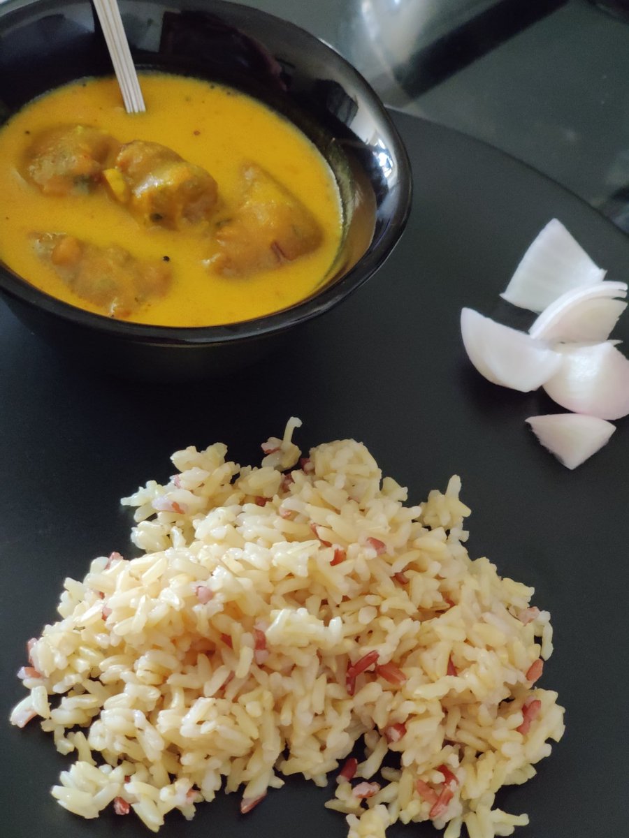 Kadhi-Pakoda with brown rice #food  #cookingathome