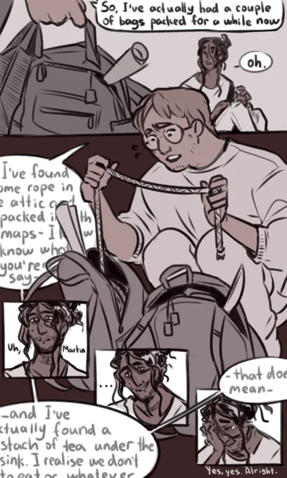 TMA SPOILERS &amp; MAG 162 SPOILERS !!!!
.
.
.
.
"Martin... It's going to be a hard journey. One in which-"
"Yeah yeah, so-"
#MagnusPod #themagnusarchives 