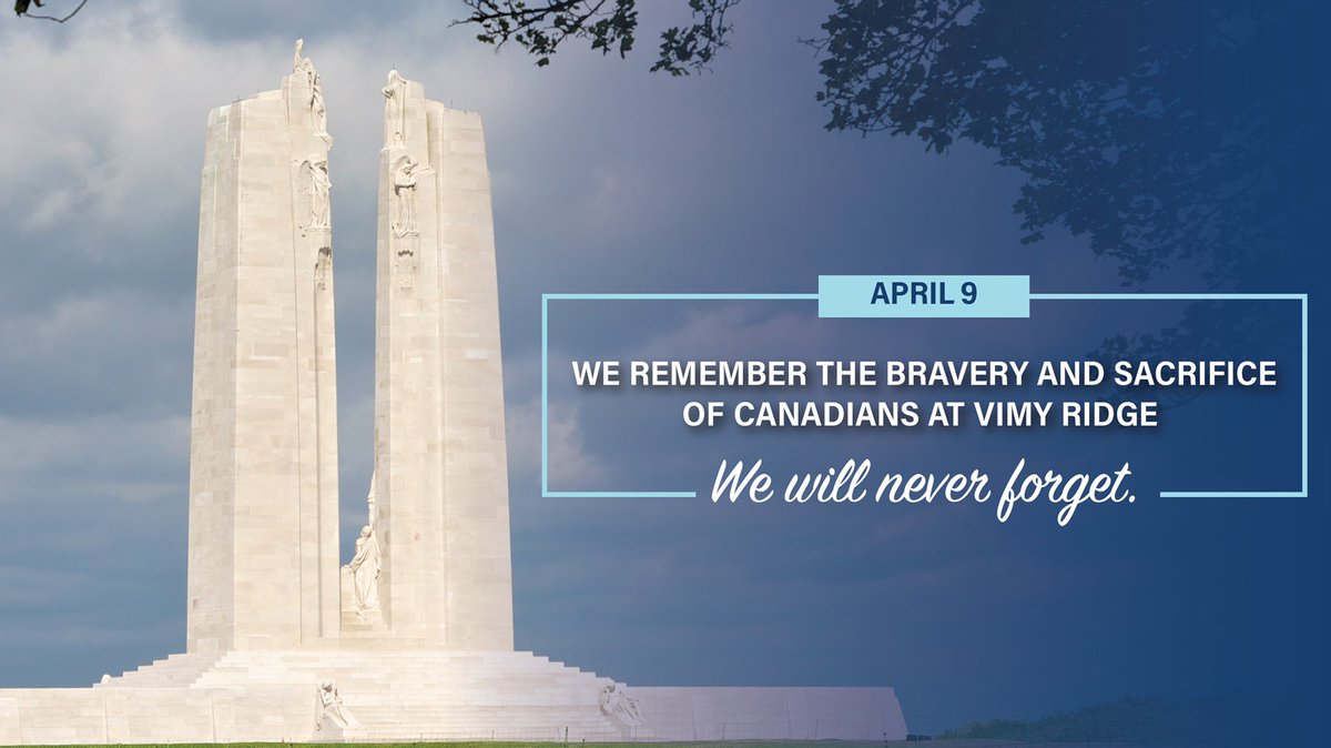 Today is #VimyRidgeDay, Commemorating the 103rd Anniversary of the Battle of Vimy Ridge (April 9-12, 1917). 1000's of Brave Canadians 🇨🇦 sacrificed to keep us Safe! Today we face a very different battle, but let us all take Strength & Courage from the lessons of the past. 💙🍁💙