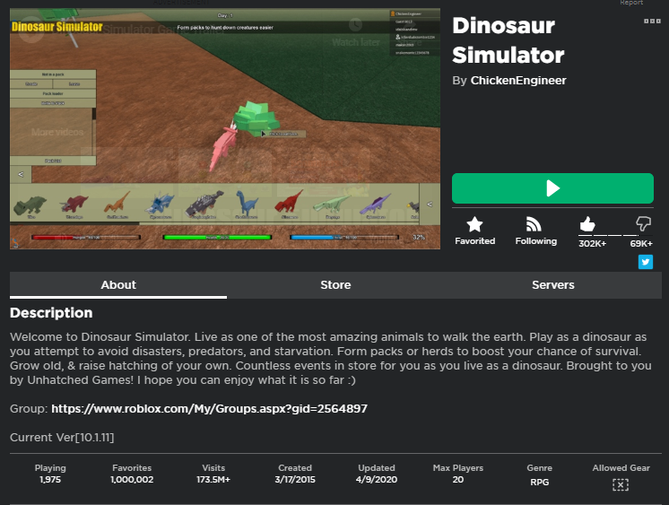 Dinosaur Sim Value List