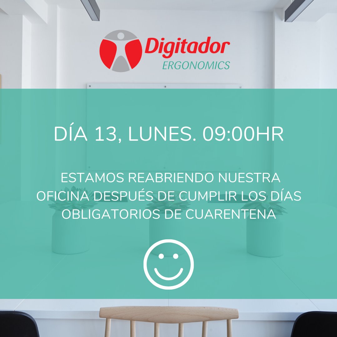 DigitadorLtda's tweet photo. Informamos a nuestros clientes que a partir del día Lunes 13, estaremos atendiendo en nuestra sucursal restableciendo nuestro horario comercial.

Visita: https://t.co/poJg5AXFv2 para conocer nuestros productos ergonómicos.

#Soportes #Sillas #SillasEgonomicas #MousePad #ApoyaPies https://t.co/qEf7u80nBh