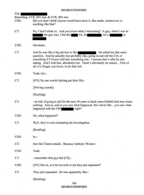 To save you reading 171 pages of  @GeorgePapa19 transcript here’s the most important parts, where he denies he or the Trump campaign had anything to do with hacking the DNC or Russia to an FBI Confidential Human Source wearing a wire