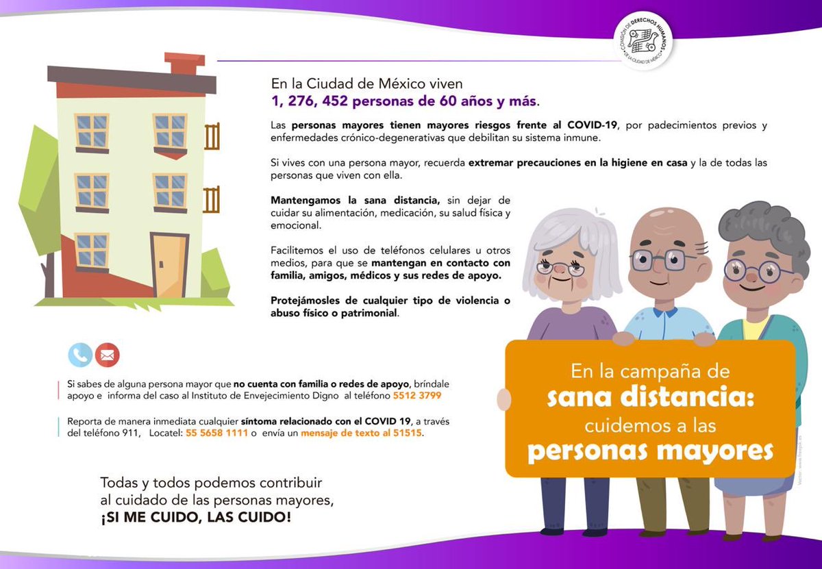 Frente a los riesgos que representa la pandemia #COVIDー19, es prioritario cuidar a las personas mayores, ¡todas y todos podemos cuidarles!