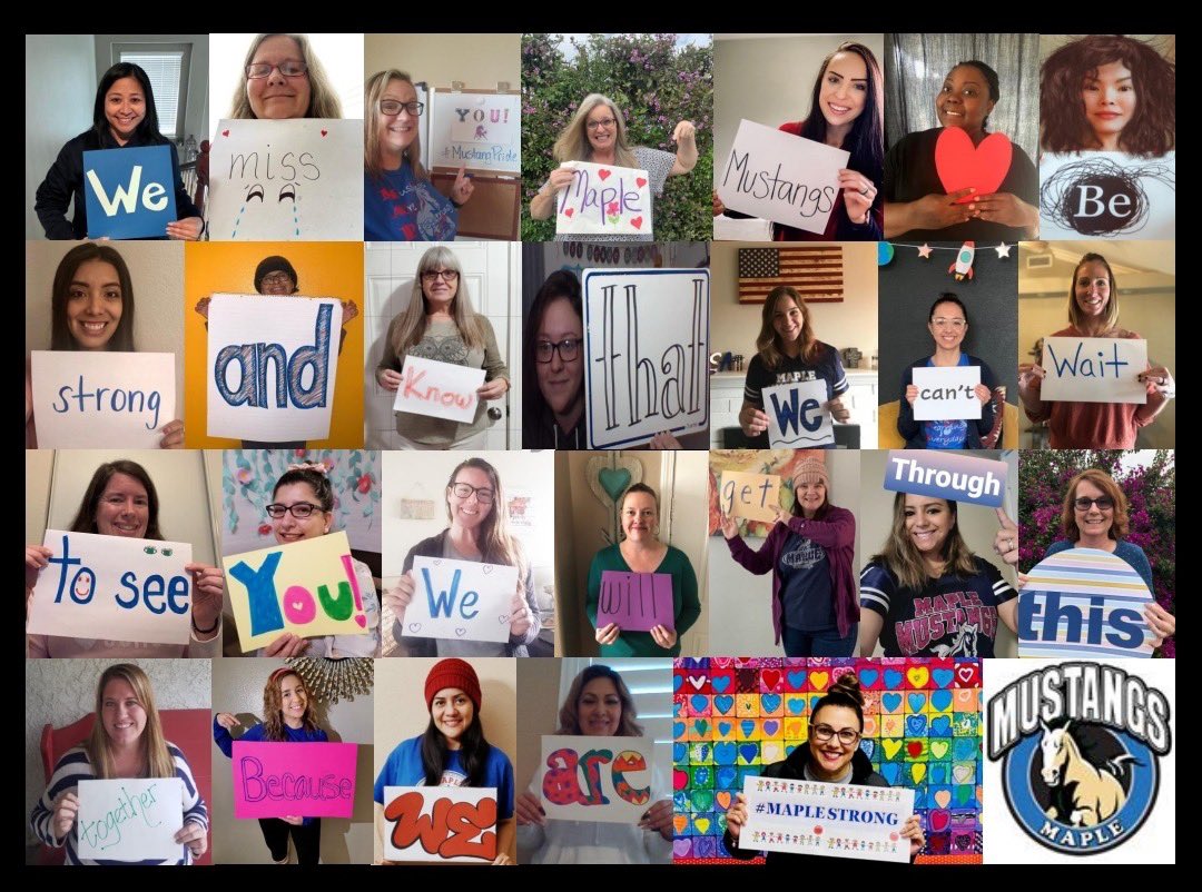 To our Maple Mustang families, our staff misses you❣️ ⁦<a href="/FontanaUnified/">Fontana Unified</a>⁩ #maplestrong #WeWillGetThroughThisTogether
