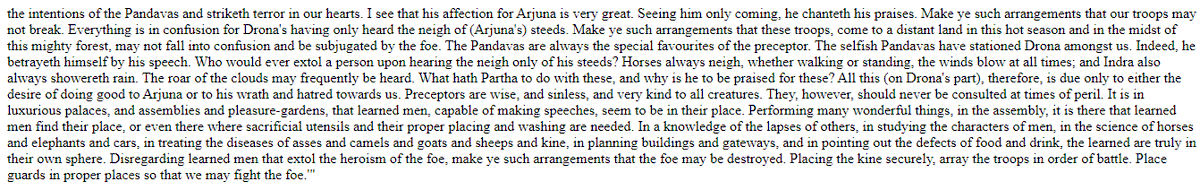 Now to general characteristics. Karna was extremely abusive towards elders like Bhishma, Drona and Kripa.Pic 1: Karna insults both Bhishma and Drona and implied both have eyes on Dhritrastra's thronePic 2: Insults Drona and Kripa calling them worthy of washing of utensils