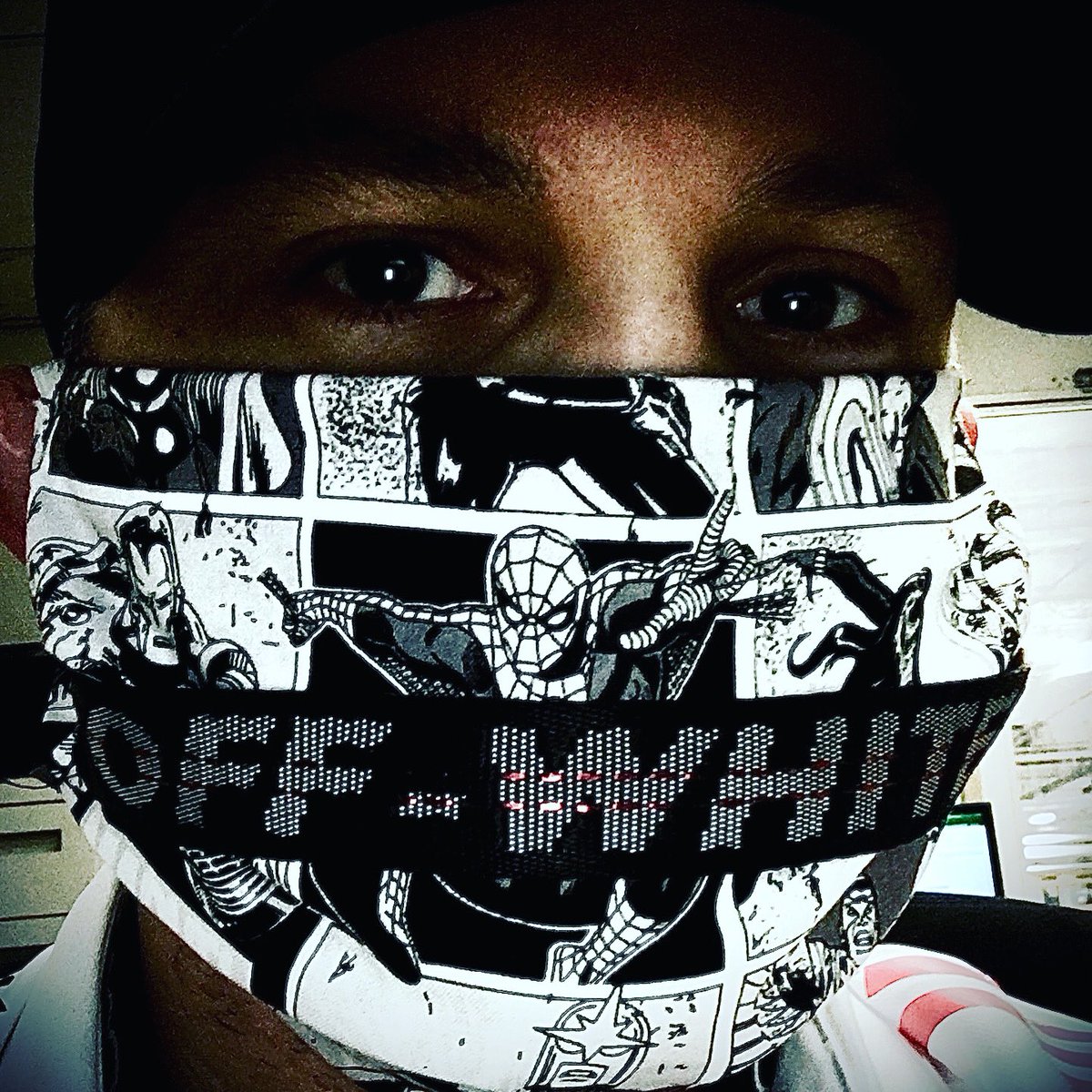 wildcardmma's tweet image. Had the wife do a #OffWhite #marvelcomics colab #COVIDー19 mask. @OffWht @Marvel @virgilabloh  #hypebeast
