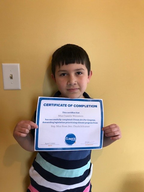 karinaweinstein's tweet photo. .@MaxRose4NY Max, 8-year old from your congressional district, urges you to sign the No Fossil Fuel Money Pledge! @ClimateMuseum #ClimateArtforCongress https://t.co/T8qoftRfzF