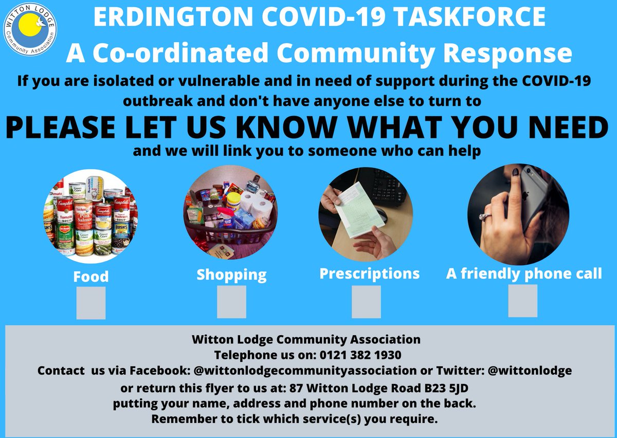 We now have a COVID19 web page for all #Erdington residents needing help with #food #medicine #healthandwellbeing #advice and #guidance It will be updated on a regular basis to ensure all get access to the latest available support during the pandemic bit.ly/2UTIS2I