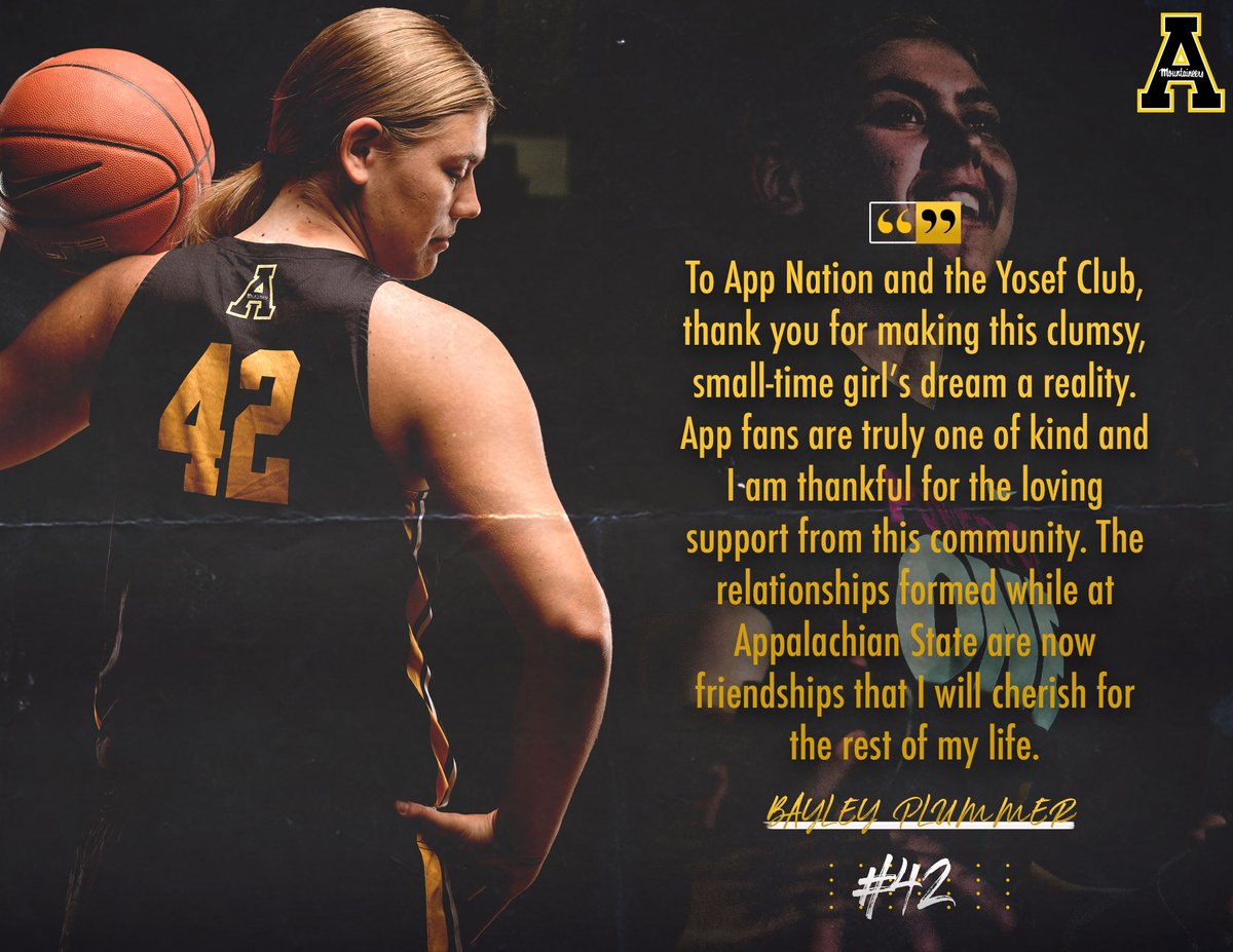 AppStateWBB's tweet image. As part of #ThankfulThursday, we'll recognize our five seniors in our senior series, starting with @BayleyPlummer! 〽️🏀

In her own words➡️ adobe.ly/2UVcxIR