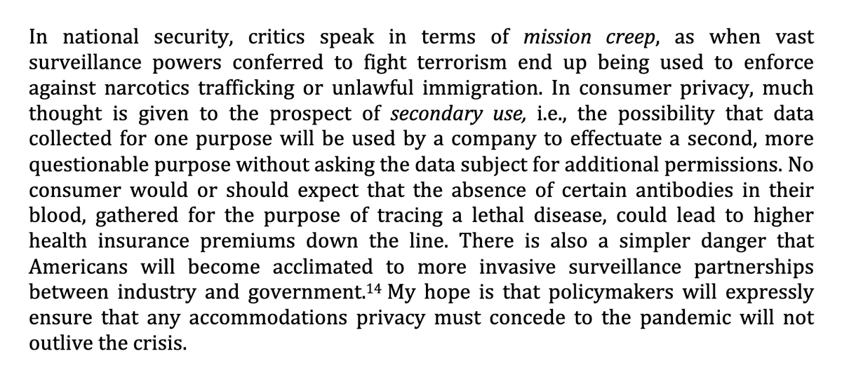 And I caution against mission creep, secondary use, and the very real potential that Americans will become acclimated to surveillance. You can read the entire testimony here:  https://www.commerce.senate.gov/services/files/D069F0C0-2B67-4999-AC75-5BC41D14D00C