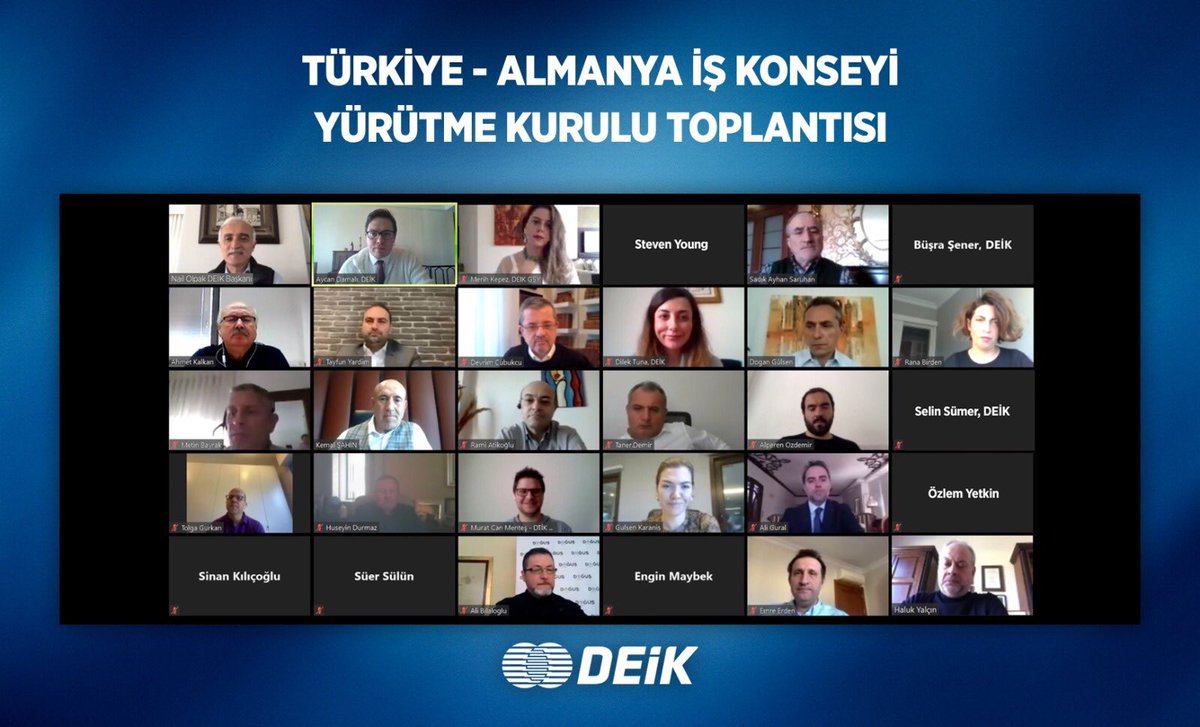 #Türkiye-#Almanya İş Konseyimiz online YK Toplantısını Steven Young başkanlığında, Başkanımız <a href="/NailOlpak/">Nail Olpak</a>'ın katılımlarıyla gerçekleştirdi. Toplantıda, Almanya'daki #Koronavirüs salgınının süreci ve ikili ticari ilişkiler ele alındı.

#İşlerimiziAskıyaAlmıyoruz
