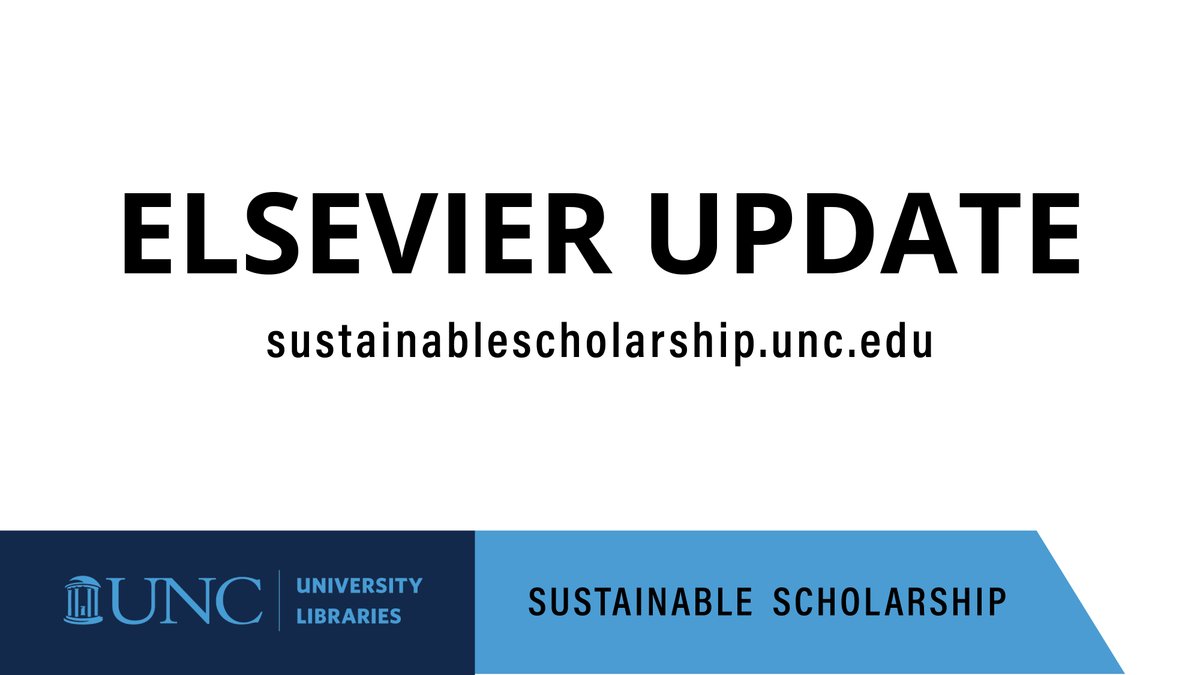Despite more than a year of sustained negotiations, the publisher Elsevier has failed to provide an affordable path for  @UNC to renew our bundled package of e-journal titles. As a result, we will not renew this package when it expires on April 30, 2020. 1/3