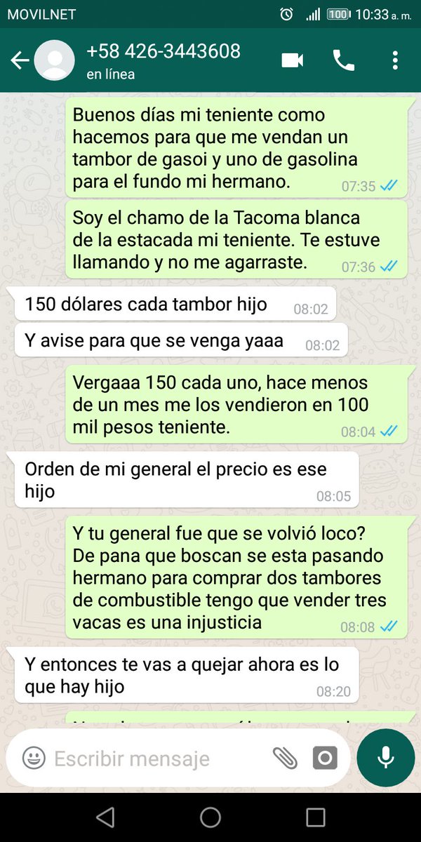 Apure2018's tweet photo. Señores autoridades de mi país le pido justicia por esto que el amado ejército de mi nación está haciendo.
@ConElMazoDando @dcabellor @jorgerpsuv @rafaellacava10 @NicolasMaduro @wcastroPSUV
Me escribe el 1er teniente de apellido Morales que por orden del gerenal.
Habrán hilo. https://t.co/653Xsrv39v