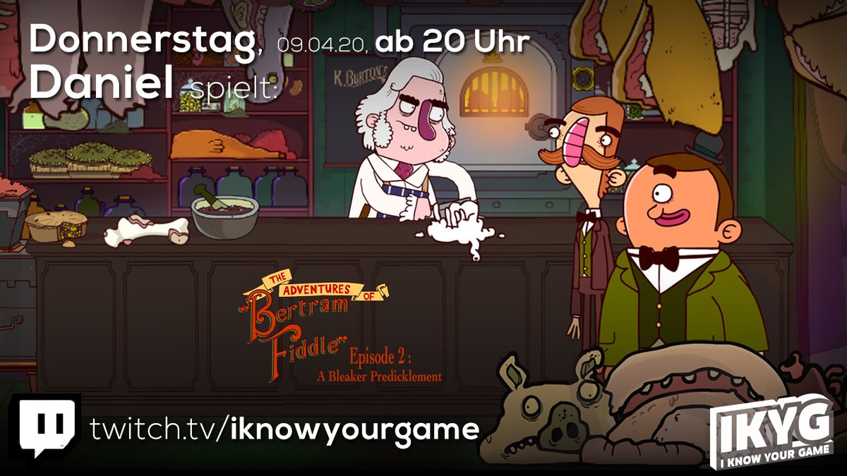 IKYG's tweet photo. Einmal mehr schlüpft @Mykel_Jay in die Rolle von #BertramFiddle. Um 20 Uhr geht es los, auf https://t.co/ja4OENmwoK https://t.co/wmEAycufj4