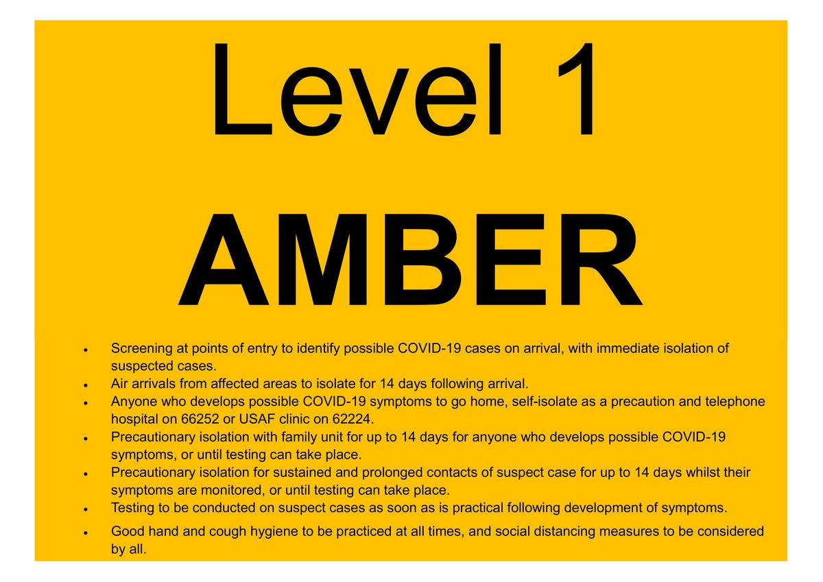 ascension_gov's tweet photo. At present the island is at Level 1 AMBER of the Response Level Protocol. 

As the COVID-19 pandemic remains ongoing the island will remain at Level 1 AMBER. It will be necessary to move to different levels of response, as and when an outbreak of COVID-19 is observed on Ascension https://t.co/Ymrs7mBPTv