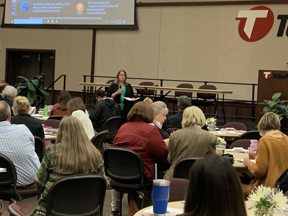 FrancisTuttle's tweet photo. #ServiceCareers instructor Kari Bailey shared about the #HospitAbilities Certification at the #ESSP Symposium during spring break! She explained how it’s a “skills-based assessment, supporting the future of Oklahoma’s #hospitality for #students of all capabilities.” Awesome job! https://t.co/MQpGZ6Q1iL