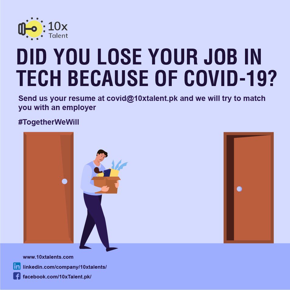 SaadGH's tweet photo. Folks at 10xTalent are collecting CVs of people in tech who were let go because of covid-19 situation in Pakistan to pair them up to companies who are hiring 

If you know any such person please help them email to covid@10xtalent.pk https://t.co/Pu6Zxfg7vK