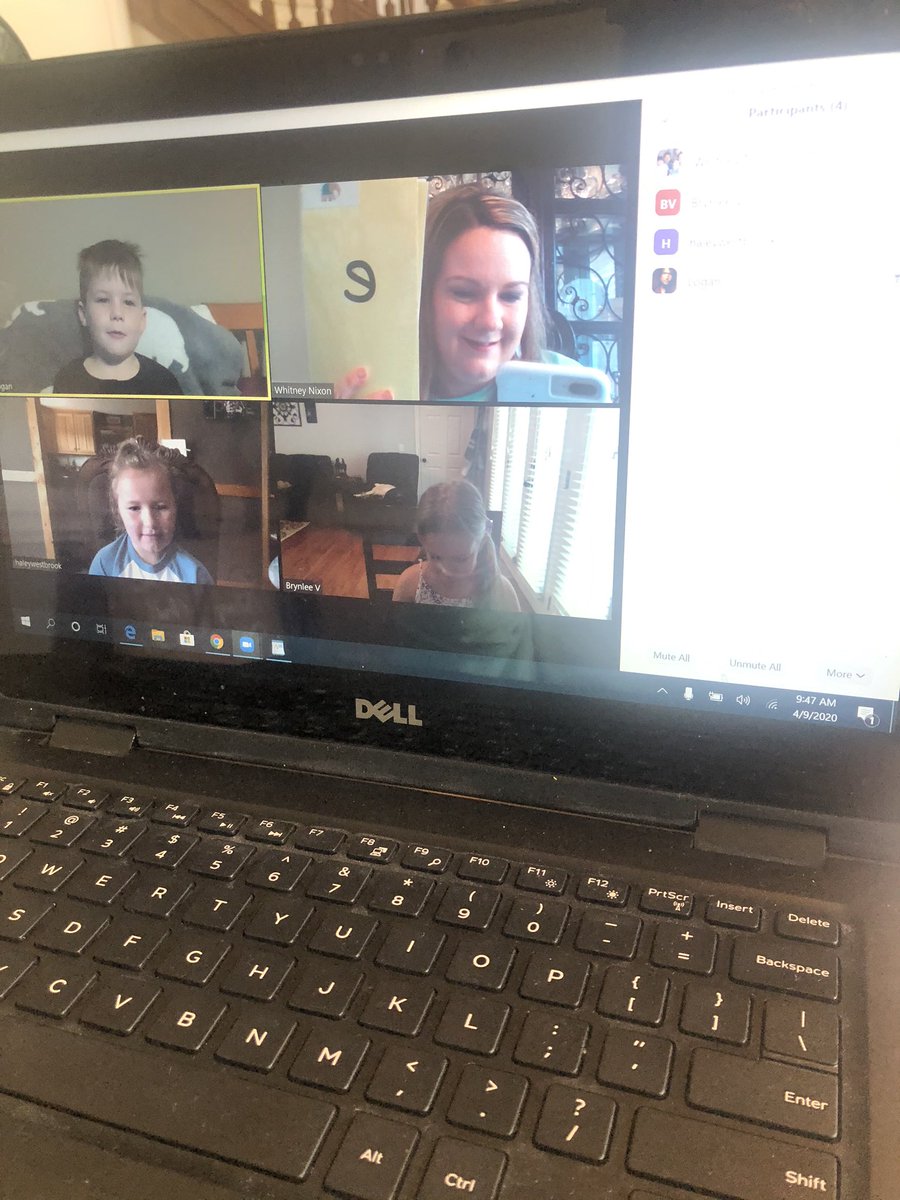 wqnixon's tweet photo. Teaching kindergarten from the dining room again today! I decided to get 4 groups in and a one-on-one. Love seeing those sweet faces! โค๏ธ #alschoolscontinueteaching #acsstrong #acslimitless https://t.co/pMCHDMn2FL