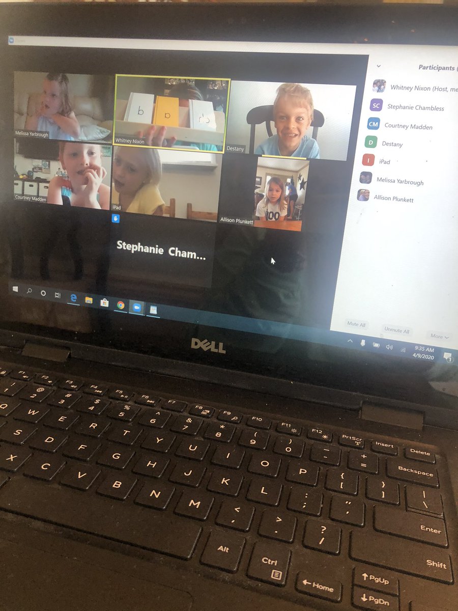 wqnixon's tweet photo. Teaching kindergarten from the dining room again today! I decided to get 4 groups in and a one-on-one. Love seeing those sweet faces! โค๏ธ #alschoolscontinueteaching #acsstrong #acslimitless https://t.co/pMCHDMn2FL