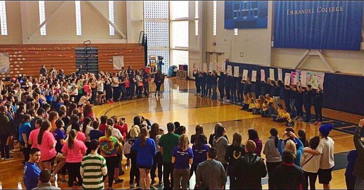 ECDanceMarathon's tweet photo. we’re throwing it back ECDM style!! Here’s some pictures from some of our final reveals!! SO many memories and SO many miracles!!💛💙❤️ https://t.co/yzpWjiUyYu