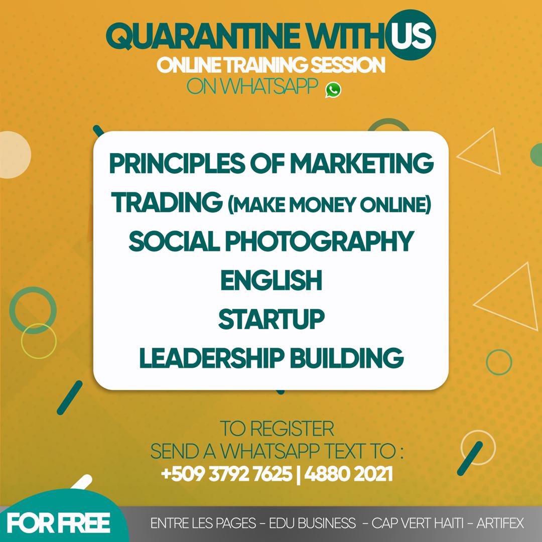 valmirejymson's tweet photo. Quarantine With Us Staff just added 2 new courses on the list for you guys. 

-Principles of Marketing
-Trading https://t.co/vlw9wn3pmH