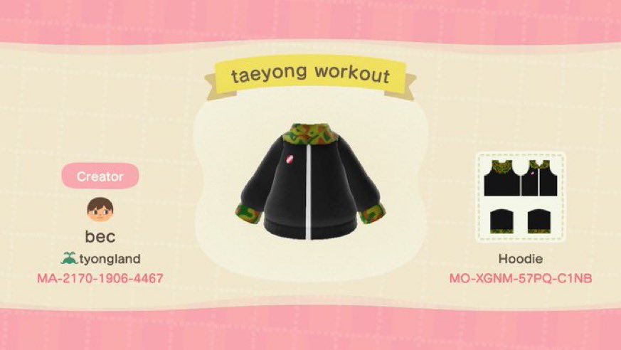 taeyong workout hoodie from 95 line v live QR code↳ by  @nintaeyongdo  #AnimalCrossing    #TAEYONG  #태용