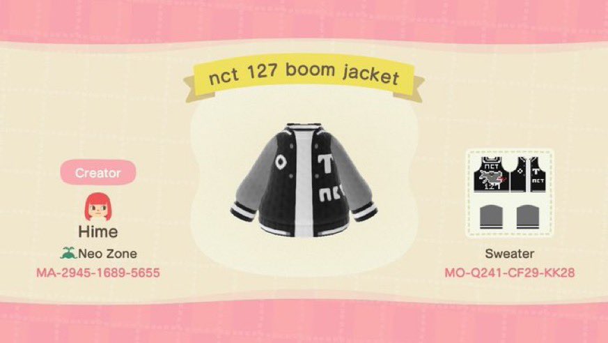 boom (꿈) jacket QR code ↳ by  @junjunbrows  #AnimalCrossing    #NeoZone @NCTsmtown_127  #NCT127