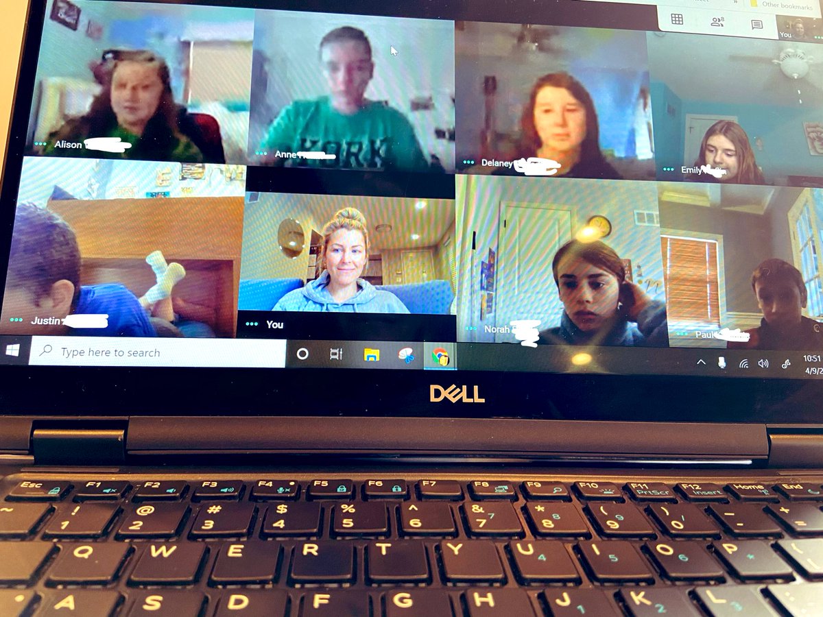 First [optional] google meet in the books! It was so nice to see their faces and catch up! 💙🇺🇸 <a href="/BryanD205/">Bryan Middle School</a>