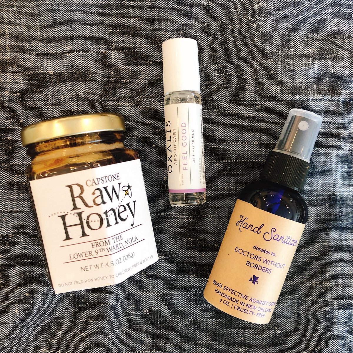 This has been quite the popular trio! Feel good potion by @oxalisapothecary + local honey from the lower 9th by @capstonecommunity + hand sanitizer from @goodsthatmatter 🙌❤️🙌 Curbside pickup available today until 4 & tomorrow, 11-3. thegoodshopnola.com 💫