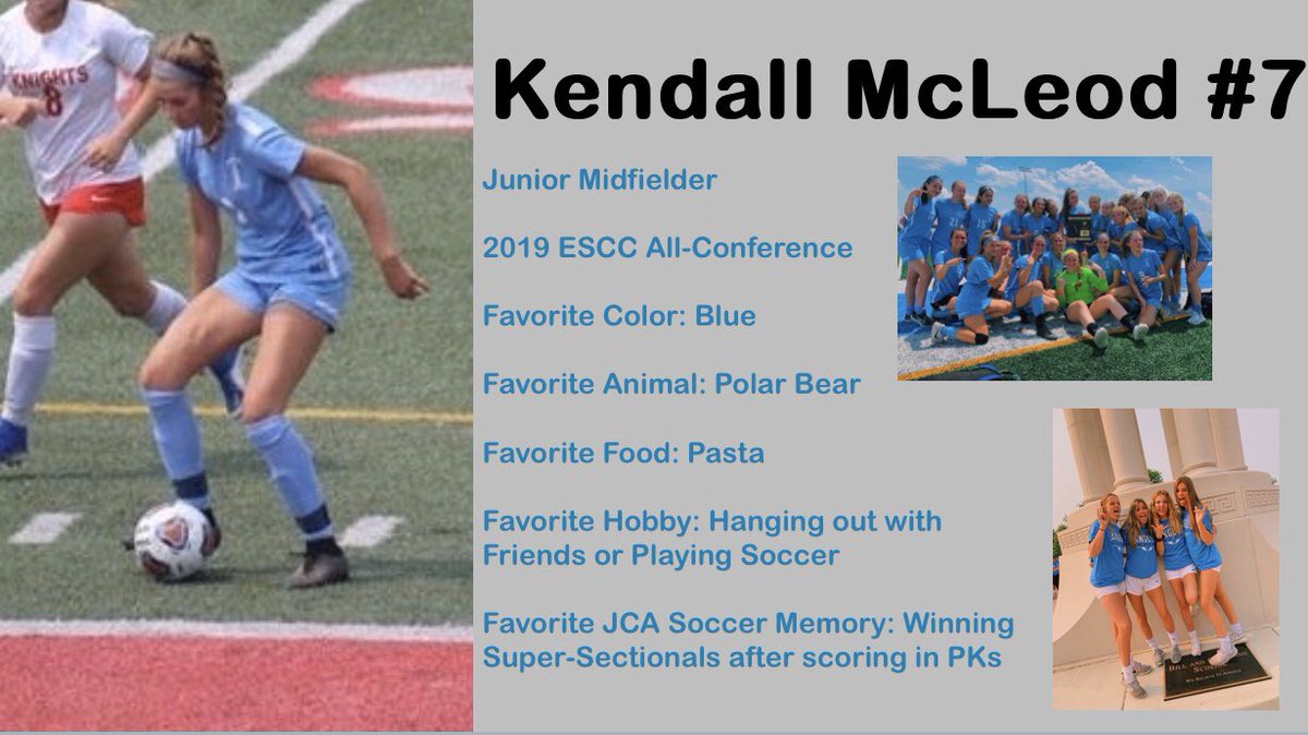 jca_soccer's tweet photo. It’s now time to introduce another one of our Angels! Today, let’s meet junior Kendall McLeod. 💙⚽️ @kendallmcleoddd https://t.co/SM5VMpIAM3