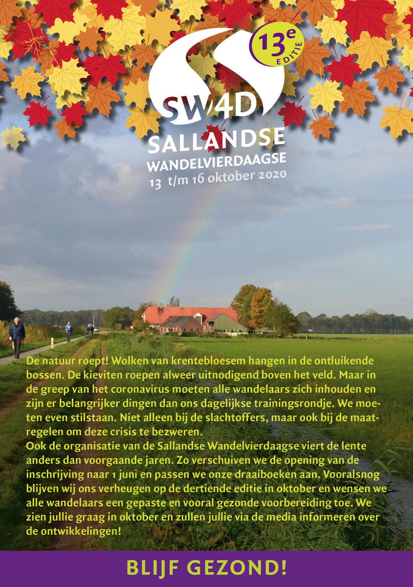 SW4D bericht #blijfgezond #inschrijvinglateropen #pasopdeplaats #fijnepaasdagen