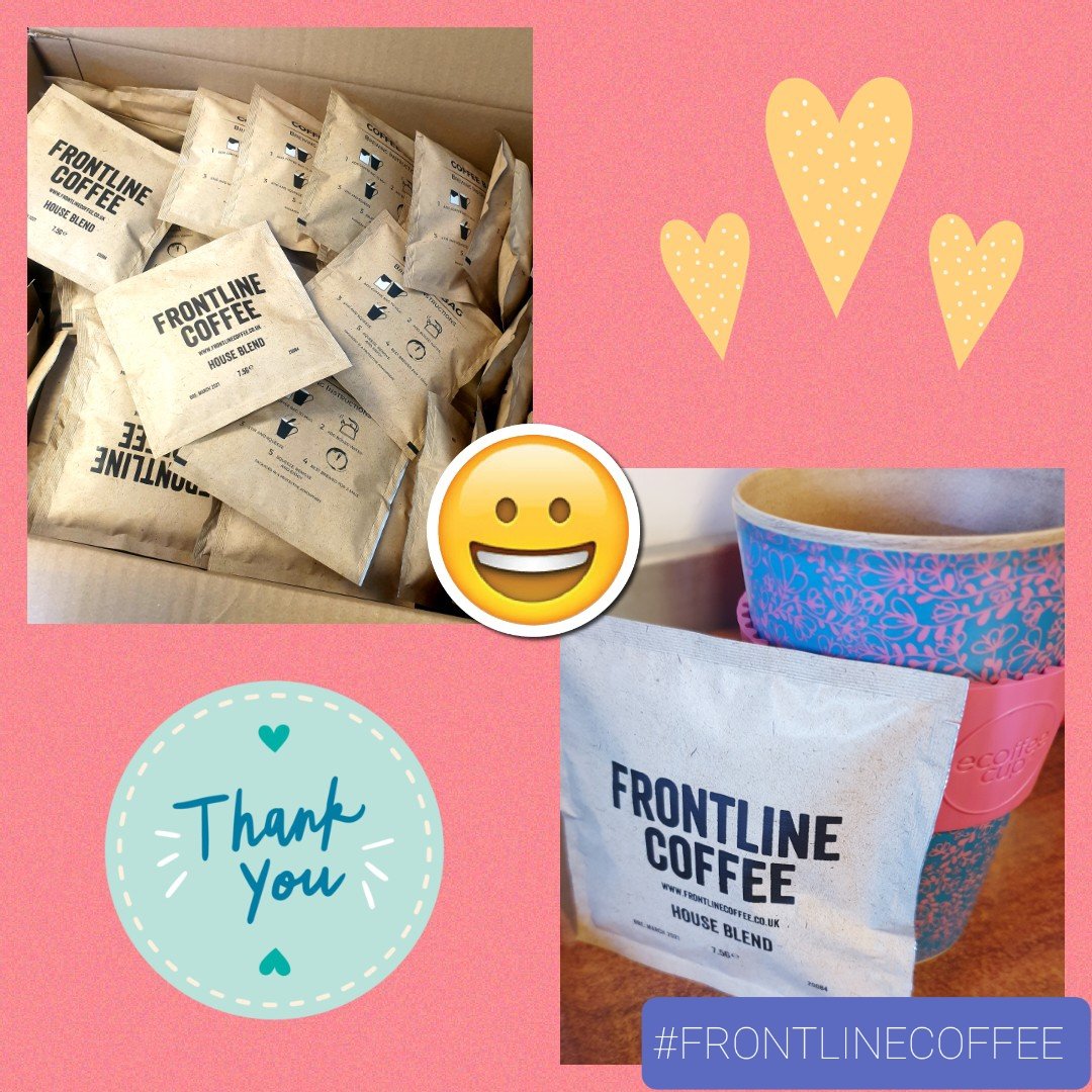 SophiaOT_'s tweet photo. I received this wonderful #donation from @frontline_co today 🥰 Can't tell you how happy this made me &amp; my #NHS colleagues at the #Lewisham #Ladywell unit! Coffee bags - how ingenius! ☕ #ThankYou for your #Kindness! #coffee #frontlinecoffee #teamfrontline #fuelledbyfrontline https://t.co/8VFd4c1iMd
