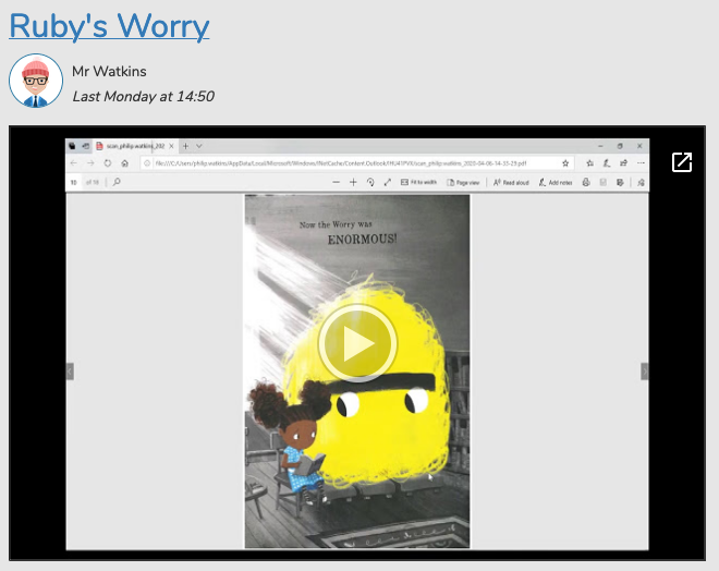 BHPS_English's tweet photo. Have you seen the latest story on our Jackanory blog? Mr Watkins has been reading aloud Ruby's Worry by Tom Percival. We hope you enjoy listening along at home! 💛💛💛
#ReadingforPleasure #ReadingatHome #readaloud #lovereading https://t.co/c8WXtVboYb