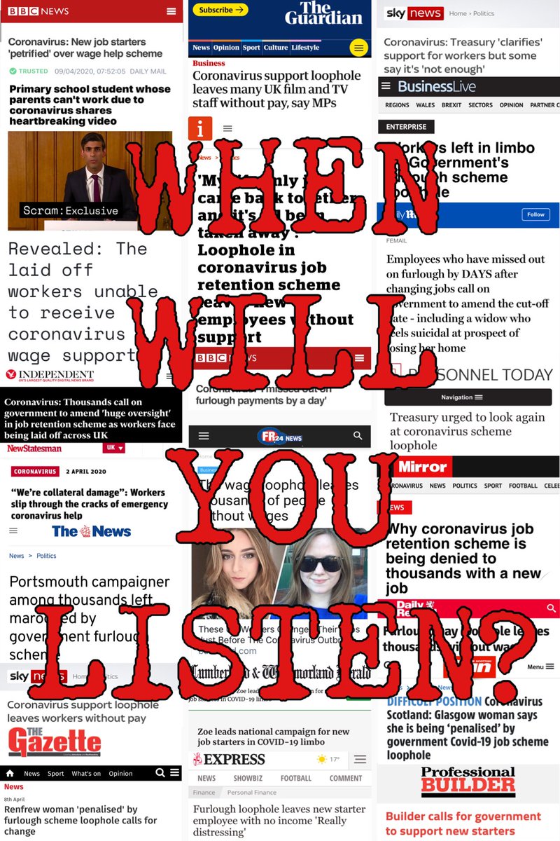 NewStarterJust's tweet photo. This is just some of news coverage our massive nationwide campaign has had over the past week. We will continue to fight! But @RishiSunak, when will you listen? #newstarterfurlough #wearethetaxpayers https://t.co/BJCNItcwHm