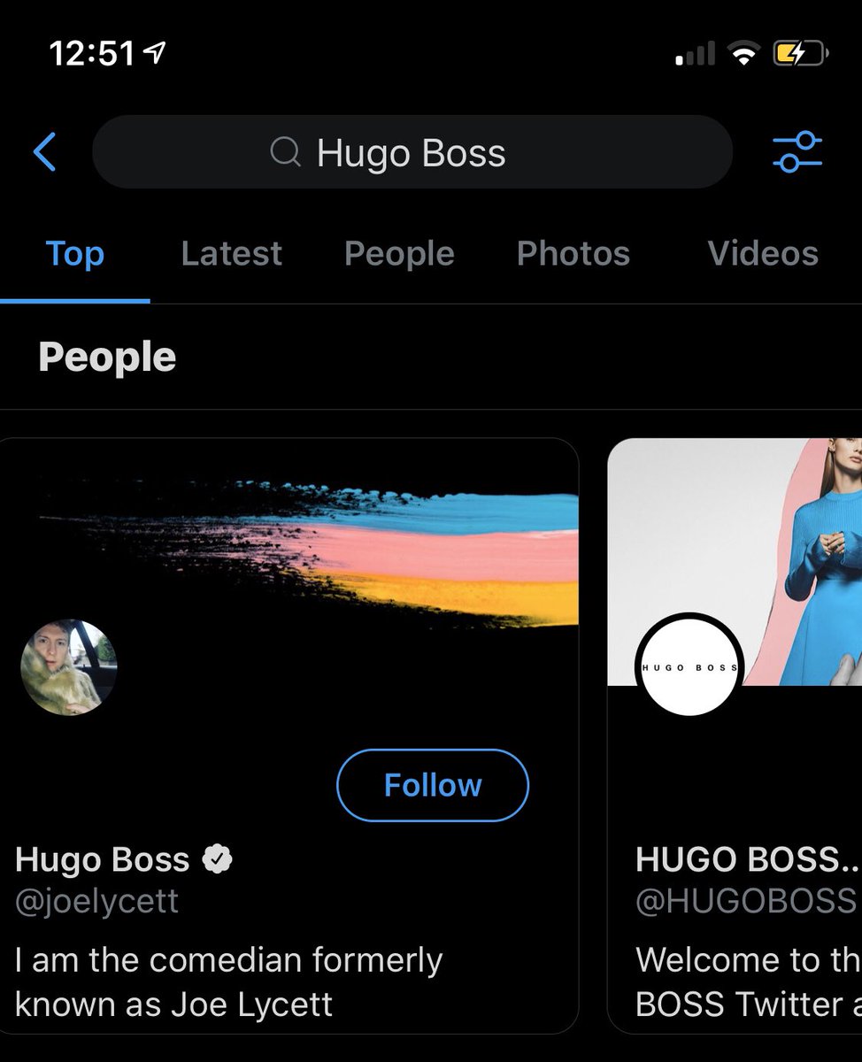 melvo_pr's tweet photo. the fact that when you search for HUGO BOSS the top result is @joelycett is THE BEST THING ON TWITTER (so far) during #quarantine. https://t.co/PZRdKaKrSp