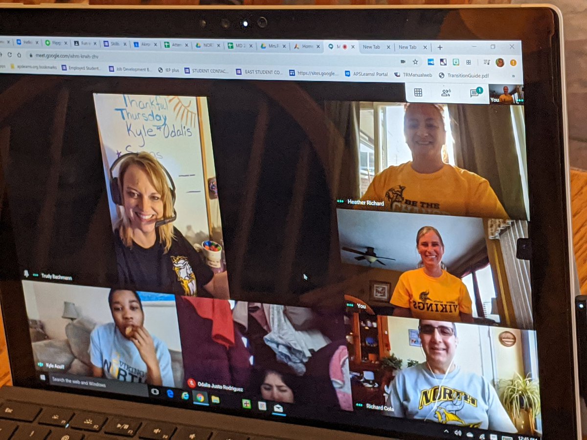 @AkronNorthHS distance learning with some of the #virtuousvikings #wepointnorth. Showing off our Viking pride!