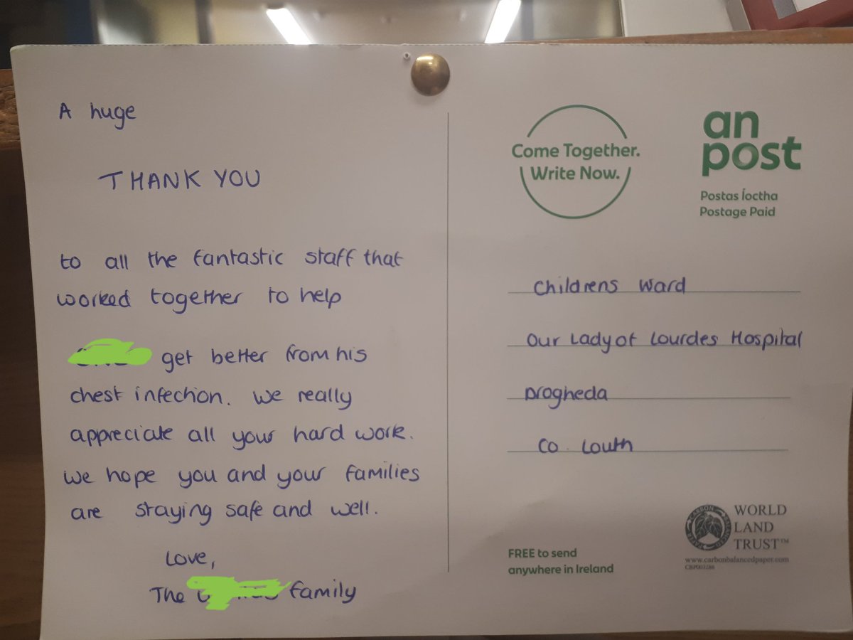 Deirdre40505532's tweet photo. A few of the @anpost initiatives that are putting a smile on the @NursingOlol on the 5th floor during these difficult times #COVIDー19 https://t.co/PRhegVrLxE