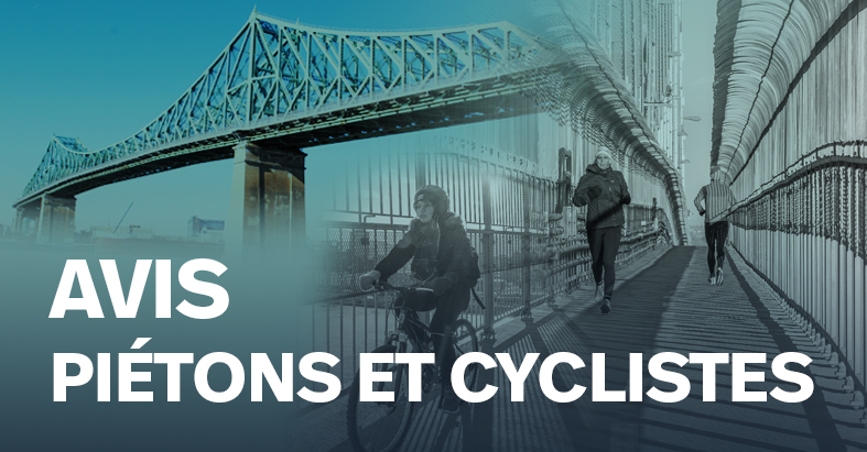 pontJCBridge's tweet photo. Afin d’assurer la sécurité des usagers et limiter la propagation de la #COVIDー19, #PJCCI annonce un accès restreint aux piétons sur la piste multifonctionnelle du #pontJacquesCartier dès le vendredi 10 avril à 8 h. INFO : https://t.co/lP6CqkqQsQ https://t.co/skZVxcIsHm