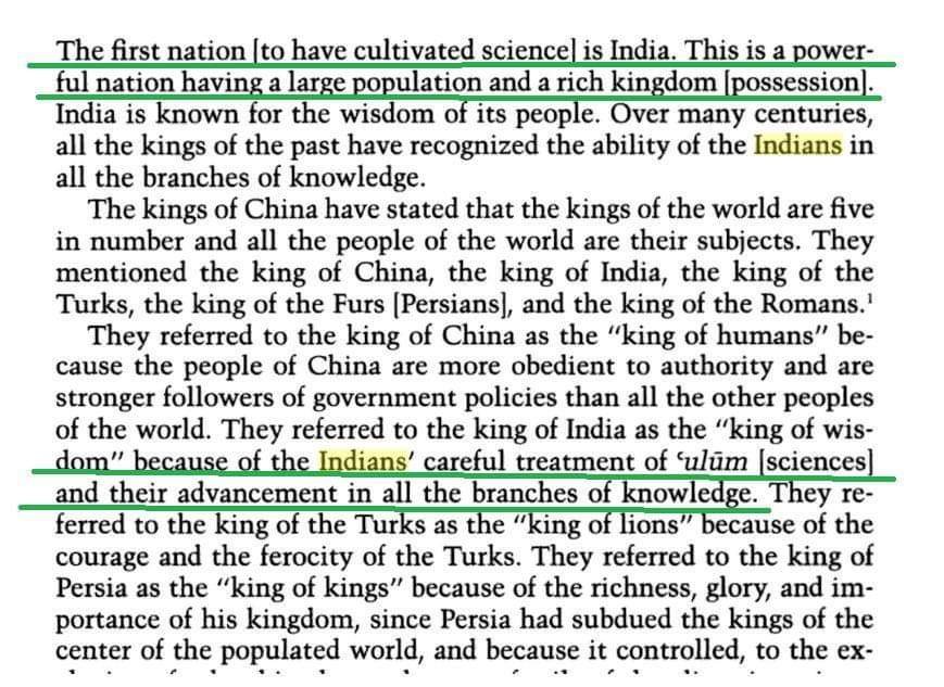 "The FIRST nation in the world to have cultivated science is India!India is known for wisdom of its people. They have made great strides in the study of numbers and geometry.They have surpassed all other nations in their knowledge of science"- Andalusi, 11th century