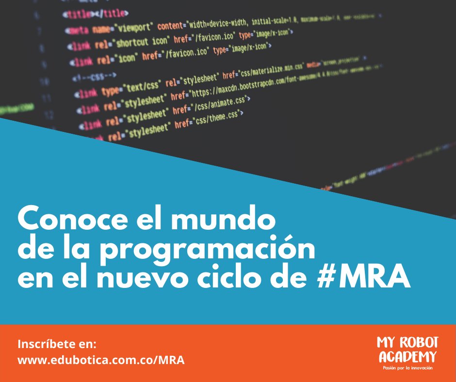 EduboticaInc's tweet image. Hasta el 17 de abril te podrás inscribir en el NUEVO ciclo de Mundo Virtual de #MyRobotAcademy⁠
⁠Este ciclo será VIRTUAL y si vives por fuera de Medellín podrás inscribirte también 😮. ⁠
⁠Las clases comienzan el 20 de abril ¡Corre a registrarte en edubotica.com.co/MRA !⁠