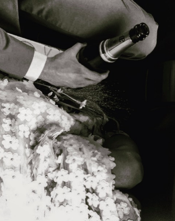 CB BRIDE @amandalil celebrating like we all will be doing some day soon .... on her big day looking gorgeous in our Iconics Collection Canya flower bomb Skirt ✨